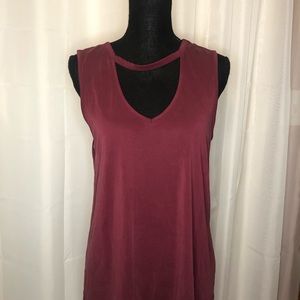 Miss Chievous Wine Color Choker Cutout Tank Top